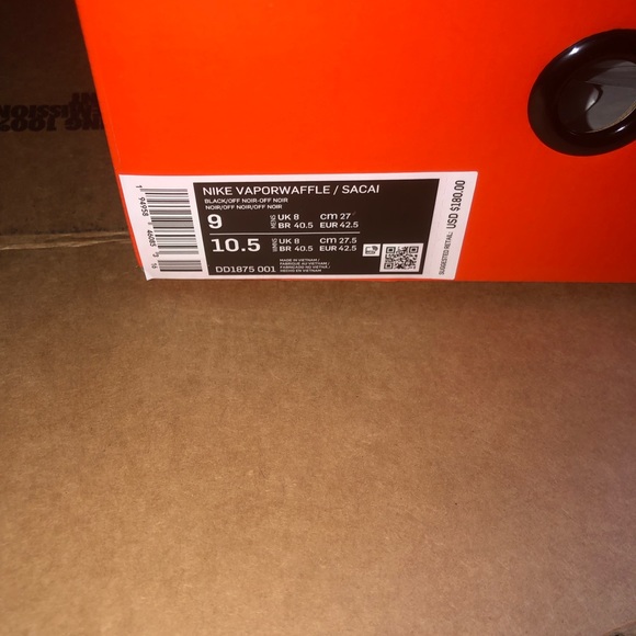 Nike Sacai Vaporwaffle Black/Off Noir Size 9 - Picture 4 of 5